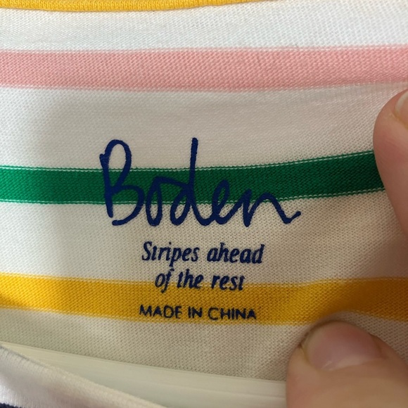 Boden Stripes ahead‎ of the rest Tee Sz Small Striped Crew Neck Cotton Casual - Picture 2 of 9